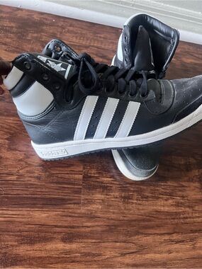 adidas Black & White High-Top Sneakers with Three Stripes